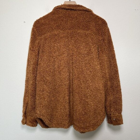 Blank NYC Women Teddy Sherpa Jacket Medium Brown Cinnamon Stick Outdoor Cozy - Picture 9 of 10